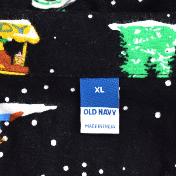 Women's Old Navy Flannel Pajama Shirt Christmas I Love Snow XLARGE Black NEW - Picture 9 of 10